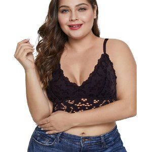 New Black Chunky Lace Plus Size Bralette*